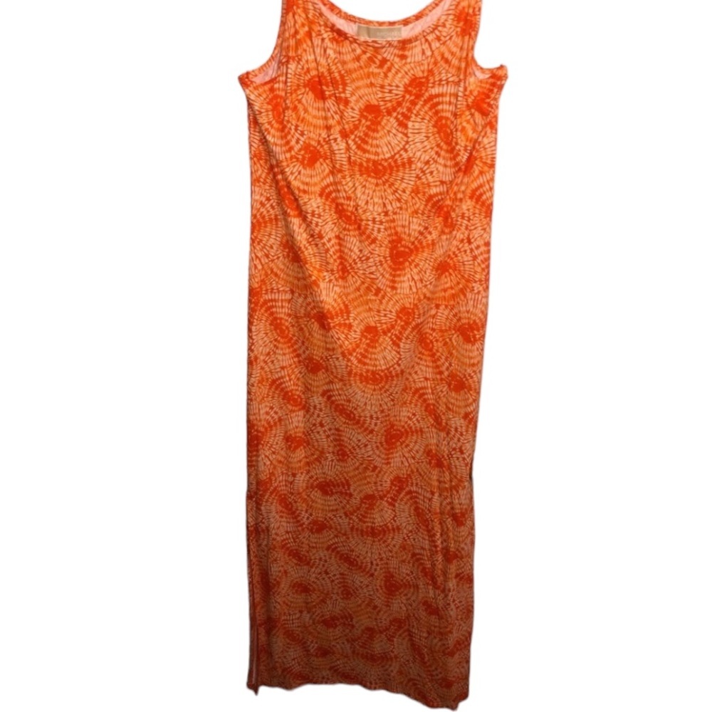 Micheal Kors size medium orange & white geometric maxi dress chain straps